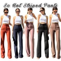 ราคา P01 ลายทาง กางเกงเอวสูงขาม้า รุ่นลายทางกระดุม (22068157003)