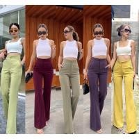 ราคา New สีใหม่ P001 กางเกงขาม้ากระดุมหน้า กางเกงเอวสูง (19230286157)