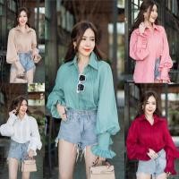 ราคา 003S เสื้อเชิ้ตทำงาน เสื้อเชิ้ตผู้หญิง เสื้อเชิ้ตแฟชั่น ปลายแต่งกระดุมระบาย (9019178238)