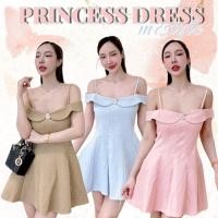 ราคา D025 เดรสออกงาน ลุคคุณหนู เดรสปาดไหล่แต่งเพชร (28403882014)