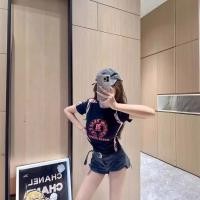 ราคา Chrome Hearts New Color Collision Design Perfect Chest PrintinglogoEmbellished Slim Fit StretchTT shirt (29154444727)