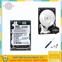 ราคา Hgst WD Scorpio Black 250GB 320GB 500GB 750GB ฮาร์ดดิสก์ไดรฟ์แล็ปท็อป 7200 RPM SATA 2 5 9 5 มม (28354134085)