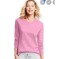ราคา Hanes เสื้อยืดแขนยาวสีชมพู มี2สี (3868407148)