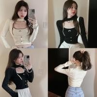 ราคา ใหม่ เสื้อสายเดี่ยวเอวลอย โชว์หุ่นเซ็กซี่ เสื้อแขนยาว เซ็ต2 ชิ้น เสื้อสายเดี่ยว (12053862644)