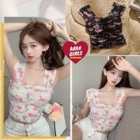 ราคา เสื้อเชิ้ตชีฟองลายดอก สีชมพูเข้ม เสื้อกล้ามลูกไม้ แต่งระบาย ขนาดเล็ก สไตล์ฝรั่งเศส (22140529433)