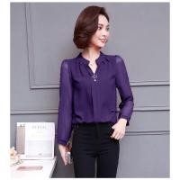 ราคา พร้อมส่ง เสื้อชีฟอง ผ้าดี ใส่สบาย ใส่ออกงาน มีไซส์ใหญ่ เสื้อทำงานสาวอวบ (23705233981)