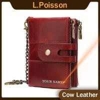 ราคา กระเป๋าสตางค์ หนังแท้ ใบสั้น พร้อมสายโซ่คล้อง สําหรับผู้หญิง (24875698153)