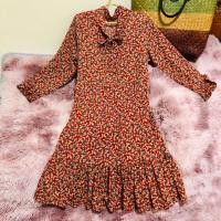 ราคา ชุดแซกแขนยาวลายดอกไม้สีส้มอิฐ (24133330917)