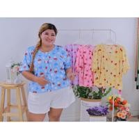 ราคา เสื้อยืดไหมพรมกระดุมหน้า ลายรวมเบอรี่ รุ่น A923 (26751295439)