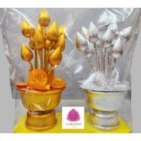ราคา พานดอกบัวเงิน ทอง ดอกบัวเงิน ทอง ขนาด 11 นิ้ว (16387240973)