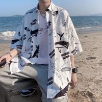 ราคา เสื้อเชิ้ตแขนสั้น เสื้อฮาวายพิมพ์ลายปลาวาฬสีขาว เสื้อชายหญิงสไตล์เกาหลี แฟชั่นฤดูร้อน พร้อมส่ง (25668075564)