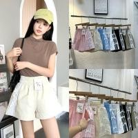 ราคา Lady jeans 9256 K กางเกงขาสั้นผ้าร่ม 3 แถบ แต่งโบว์ มีกระเป๋าข้าง (24383356099)