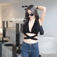 ราคา เสื้อครอปโชว์หลัง สวยเก๋ ดูมีสไตล์ แบบสายฝอ มีเชือกผูกตรงเอว เก๋ๆ แบบคล้องคอ Zapppp เว้อ มีเสริมฟองน้ำ (19973467523)