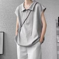 ราคา เสื้อกล้าม เปิดไหล่ กว้าง บาง ฤดูร้อน ใหม่ อเมริกัน ไฮสตรีท หลวม ครึ่งซิป ยืนขึ้น แขนกุด เสื้อยืด เสื้อกีฬา เสื้อกล้าม (24225971540)