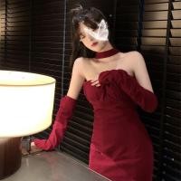 ราคา Hot Girl Annual Meeting Birthday Velvet Christmas Dress Red Red Evening Dress Early Autumn High End Affordable Luxury New Year Niche KNSY (28303338023)