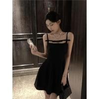 ราคา Light Luxury Slim Fit Niche Short Bow Slimming French Birthday Black Camisole Short Formal Dress Dress Retro P8YA (28303338019)