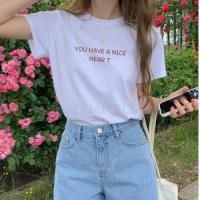 ราคา เสื้อยืด ขายดีที่สุด มินิมอล น่ารัก แขนสั้น แฟชั่นสไตล์เกาหลี เสื้อสาวอวบอ้วน ใส่สบาย สกรีนสวย (27452468551)