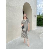 ราคา D62 เดรสเกาหลี ผ้าไหมพรม แขนสั้น ลายทาง เรียบหรูดูดี พรางหุ่น ใส่สบาย TinySherbet (27654535035)