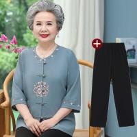 ราคา ยายชุดฤดูร้อนสามไตรมาสแขนเสื้อย้อนยุค60ปีผู้สูงอายุวัยกลางคนปักรสสูทหญิงบางสไตล์70แม่กลาง (29453359610)