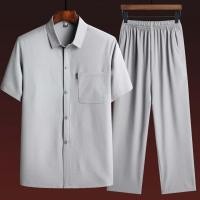 ราคา ผู้สูงอายุวัยกลางคนหลวมเสื้อสั้นชายพ่อชุดฤดูร้อนชายเสื้อผู้สูงอายุคุณปู่วัยกลางคนผู้สูงอายุฤดูร้อนเสื้อผ้าผู้ชาย (28703443563)