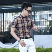 ราคา สไตล์ใหม่ผู้ชายแฟชั่น High End ลายสก๊อตพิมพ์เสื้อแขนสั้นผู้ชาย Street Wear ลายสก๊อตครึ่ง (26053440524)