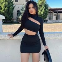 ราคา ชุดเดรสรัดรูป แขนยาว คอสูง เซ็กซี่ (24926056381)