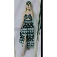 ราคา New เดรสยาวลายช้าง โชว์เอว อกติดโบว์ ใส่สวยมาก (25816211991)
