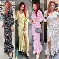 ราคา เดรสลายดอกตัวยาวทรงหางปลาผ่าหน้า Dress59 เสื้อผ้าสาวอวบ ผู้หญิง Clothing Lady (24133614261)