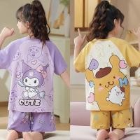 ราคา Kuromi Sanrio ชุดนอนเด ็ กฤดูร ้ อนสไตล ์ ใหม ่ สาวบางแขนสั ้ น kuromi การ ์ ตูน Western สไตล ์ kuromi Homewear ชุด K7 (27000346637)