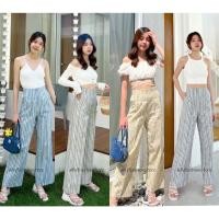 ราคา กางเกงขายาวเอวสูง ซิปหลัง ขากระบอกกลาง ผ้าลินินผสมฝ้ายทอลายริ้ว พลางหุ่นทรงสวยมาก เนื้อผ้าเบาแต่ไม่บาง สวมใส่สบายไม่ร้อน (19251545839)