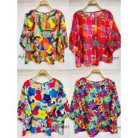 ราคา เสื้อคอกลมแขนฟักทอง ผ้าลินินอินเดีย เนื้อผ้านุ่มใส่สบาย ลายเก๋ๆ เป็นงานเสื้อคอกลมกระดุมหลังแขนสี่ส่วนทรงฟักทอง (27955203008)