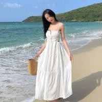 ราคา Boo Boo Summer Dress เดรสยาวสีขาวสม๊อค อกโชว์เอวงานผ้าสปัน ดีไซส์ สายเดี่ยว สม๊อคช่วงอก โชว์เอว มีสายผูกด้านหน้า (24367589705)