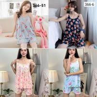 ราคา 10 styles อวบชุดนอนสายเดี่ยวผู้หญิง พิชุดนอนน่ารักผู้หญิงเกาหลี ซาติน พร้อมกางเกงขาสั้น ลายน่ารักๆ ผ้านุ่มใส่สบาย S366 (25478975928)