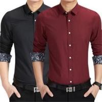 ราคา เสื ้ อเชิ ้ ตธุรกิจแขนยาวพิมพ ์ ลายดอกไม ้ เสื ้ อสลิมฟิต (26603083070)