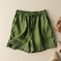 ราคา กางเกงขาสั้น ผ้าฝ้าย และผ้าลินิน เอวสูง ทรงตรง ขนาดใหญ่ สไตล์เรโทร สําหรับผู้หญิง (23255029501)