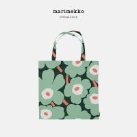 ราคา นำเข้าอย่างเป็นทางการจากสิงคโปร์ Marimekko กระเป๋าลายดอกไม้สีดำเขียว กระเป๋ารีดได้ ลายดอกไม้ พื้นหลังสีขาว กระเป๋าสะพาย (24233417323)