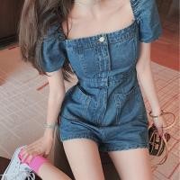 ราคา ชุดจั๊มสูทขาสั้น คอสี่เหลี่ยม แขนพัฟ เอวสูง ผ้ายีน สไตล์เกาหลี แฟชั่นฤดูร้อน สําหรับผู้หญิง 2024 (24176152506)