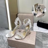 ราคา Jimmy Choo รองเท้าส้นสูงคริสตัลโปร่งใสดอกไม้เครื่องประดับซาติน Stiletto 8 5 ซม เซ็กซี่หนังแกะซับนุ่มสบายแฟชั่นผู้หญิงรองเท้า CSNU (29905659290)