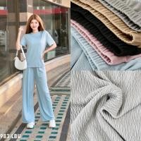 ราคา 5 colors ชุดเซ็ทผ้าพลีท ชุดเซ็ทเสื้อแขนสั้น มีเชือกรูดกางเกงใช้ ขาปล่อย สาวอวบ ผ้านิ่มเด้งๆ ใส่สบายไม่ร้อน TZ9983 (24729852840)
