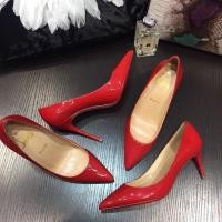 ราคา Christian Louboutin รองเท้าส้นสูง 10 ซม หนังสิทธิบัตรสีแดงอิตาลีนําเข้าหนังแกะสีแดงยางแต่เพียงผู้เดียวแฟชั่นผู้หญิงรองเท้า UBUL (26555659316)