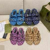 ราคา G รองเท้าแตะส้นแบนรุ่นคู่ GG Supreme ผ้าใบถักผ้ายีนส์ TPU Outsole รองเท้าแตะผู้หญิงแฟชั่นสูง 3 ซม BXCO (26455659536)
