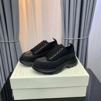 ราคา มาใหม่ล่าสุด Alexander McQueen สีดํารองเท้าผ้าใบผ้าใบ Unisex พร้อมซับหนังแกะในแฟชั่นสไตล์เกาหลีรองเท้าผู้หญิงลําลอง DHVD (26455659425)