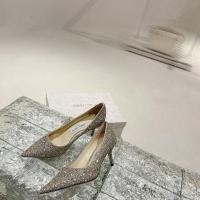 ราคา 6 5ซม Jimmy Choo Gold Heels Sequin Series Pointed Mouth Full Grain Crystal Sheepskin Fashion Womens Shoes VXXU (29255662426)
