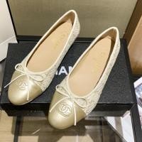 ราคา ชาแนล ผู้หญิงรองเท้าแบนรองเท้าบัลเล่ต์โบว์หัวกลมสีทอง สีขาวลายสีจับคู่แฟชั่นรองเท้าเดียว NJOL (29255662420)