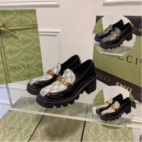 ราคา 2024 新款Gucci ผู้หญิงLoafers Retroส้นหนา 5 5 ซม Cowhide Lining Interlocking Double G Horsebitแฟชั่นสันทนาการรองเท้าผู้หญิงQPJL (29255662414)