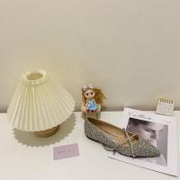 ราคา Jimmy Choo Silver Flats 2022 Counter New Limited Edition Diamond Chain คริสตัลหนังแกะผ้าแฟชั่นเกาหลีรุ่นรองเท้าผู้หญิง CFOG (29255662314)