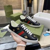 ราคา Gucci ของแท้หนังปัก Bee รองเท้าผ้าใบรองเท้าสีขาว All Match Casual Retro สไตล์คู่ (26753309800)