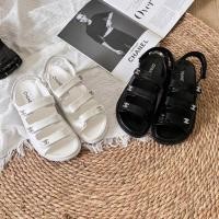 ราคา Chane3 0 รองเท้าแตะแฟชั่น Velcro Rhinestone รองเท้าแตะเจดีย์สไตล์ Chanel (25833224404)