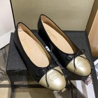 ราคา ชาแนล ผู้หญิงรองเท้าแบนรองเท้าบัลเล่ต์โบว์หัวกลมสีทอง สีดําลายสีจับคู่แฟชั่นรองเท้าเดียว FBXW (29455661637)