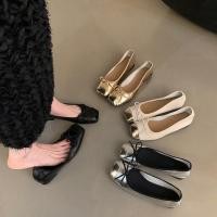 ราคา สแควร์ นิ้วเท้า ชาแนล สไตล์สบาย อ่อนนุ่ม เพียงผู้เดียว แบนรองเท้าผู้หญิง (29005297461)